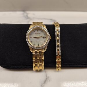 Citizen Gold Eco-Drive Women's Watch with Matching Bracelet